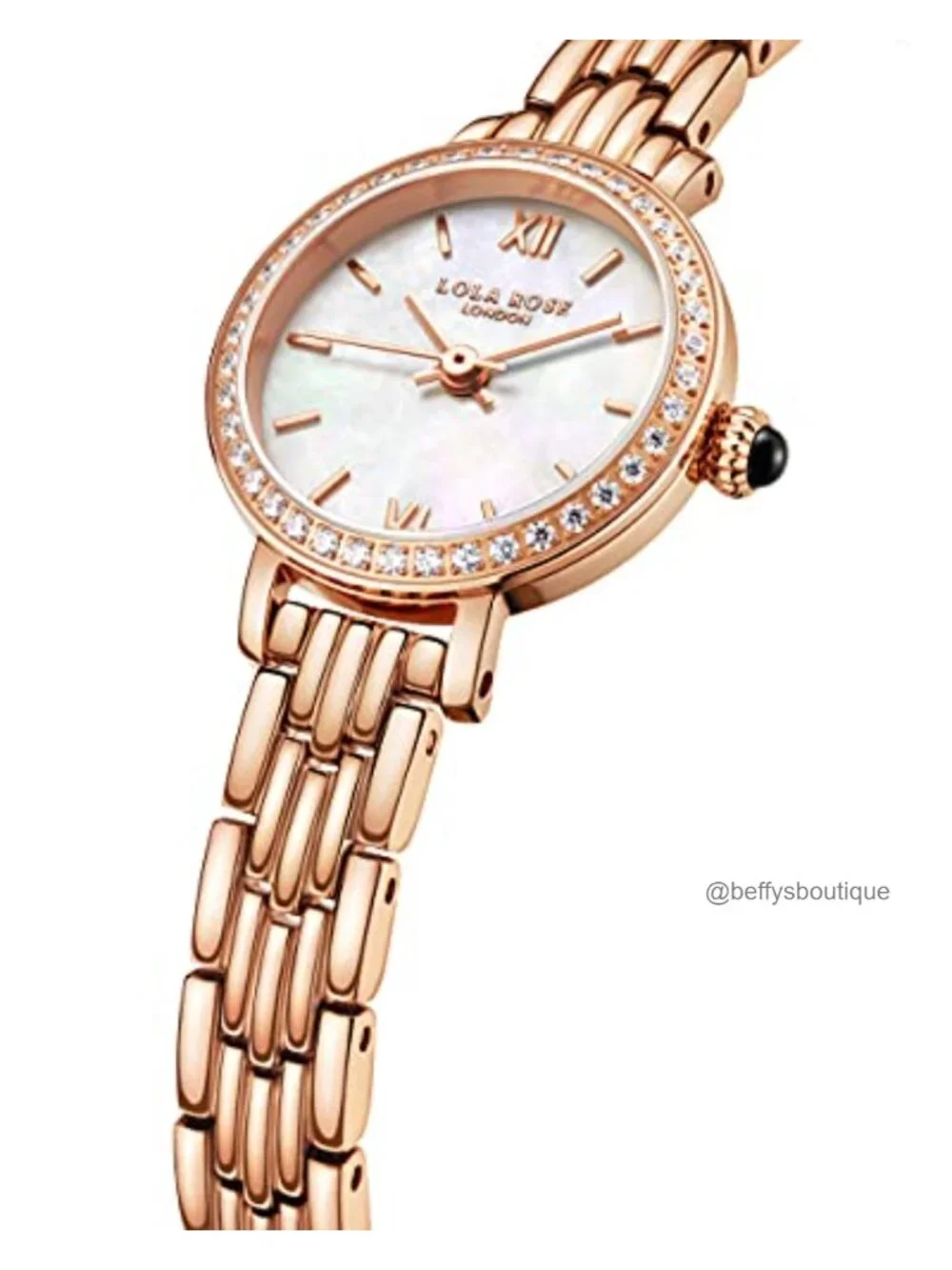 Women's Dainty Mother of Pearl Dial Watch Stainless Steel Strap Rose Gold